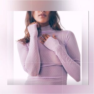 NWT!💓Free People Sheer Lavender Long Sleeve Tee w/Thumbholes!😍